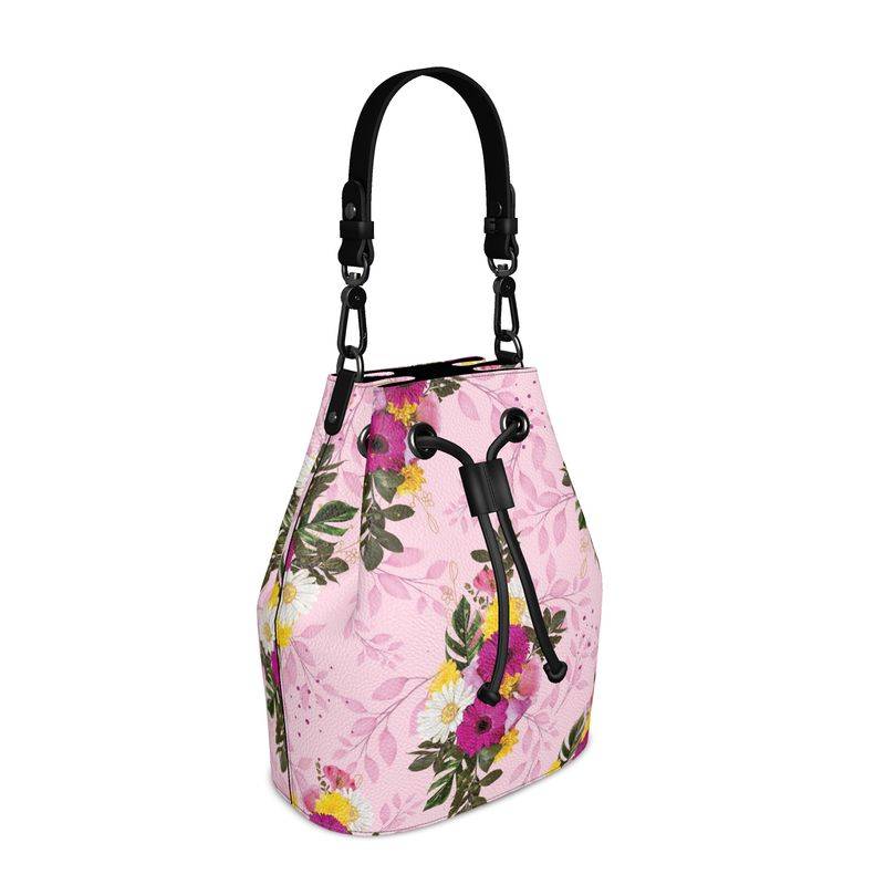 Pink Passionate Floral Bouquet Bucket Bag